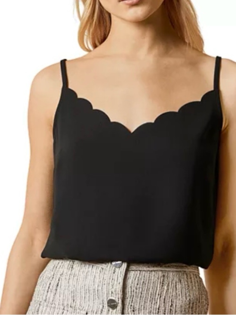 TED BAKER BLACK SLEEVELESS SIINA SCALLOP NECKLINE TANK TOP WOMENS SZ 5/12